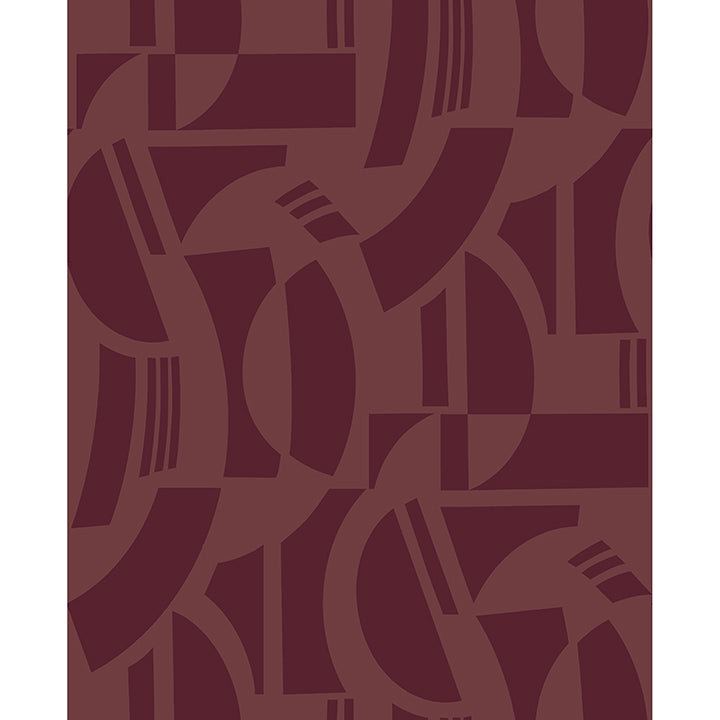 Picture of Carter Burgundy Geometric Flock Wallpaper by Scott Living