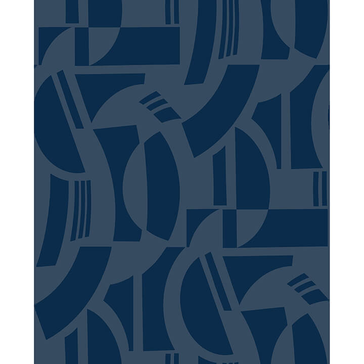 Carter Indigo Geometric Flock Wallpaper - York Wallcoverings - 4034-87381 - York Wallcoverings Wallpaper