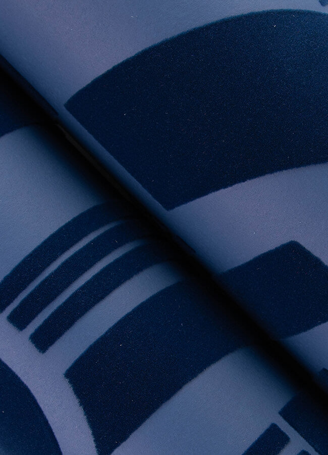 Carter Indigo Geometric Flock Wallpaper - York Wallcoverings - 4034-87381 - York Wallcoverings Wallpaper