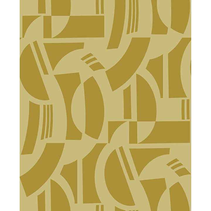 Carter Gold Geometric Flock Wallpaper - York Wallcoverings - 4034-87382