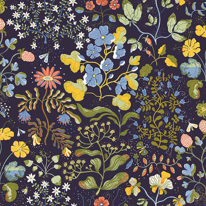 Groh Dark Blue Floral Wallpaper - York Wallcoverings - 4143-22002 - York Wallcoverings Wallpaper
