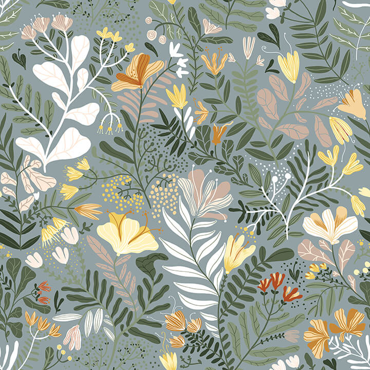 brittsommar-slate-woodland-floral-wallpaper-york-wallcoverings-4143-22008 - York Wallcoverings Papel pintado