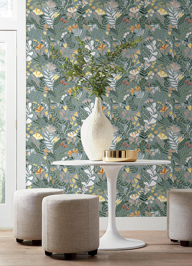 brittsommar-slate-woodland-floral-wallpaper-york-wallcoverings-4143-22008 - York Wallcoverings Papel pintado