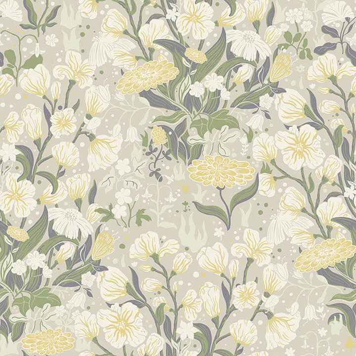 Hava Yellow Meadow Flowers Wallpaper - York Wallcoverings - 4143-22012