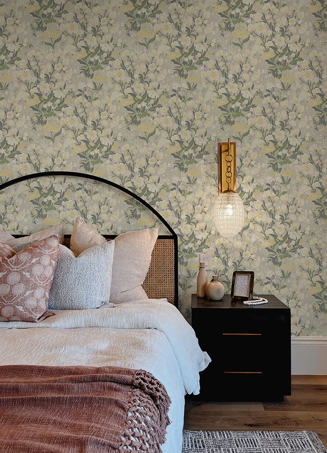 Hava Yellow Meadow Flowers Wallpaper - Brewster Wallcovering