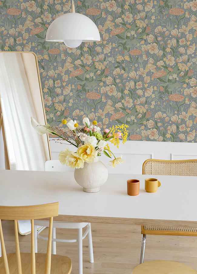Hava Coral Meadow Flowers Wallpaper - York Wallcoverings - 4143-22013 - York Wallcoverings Wallpaper