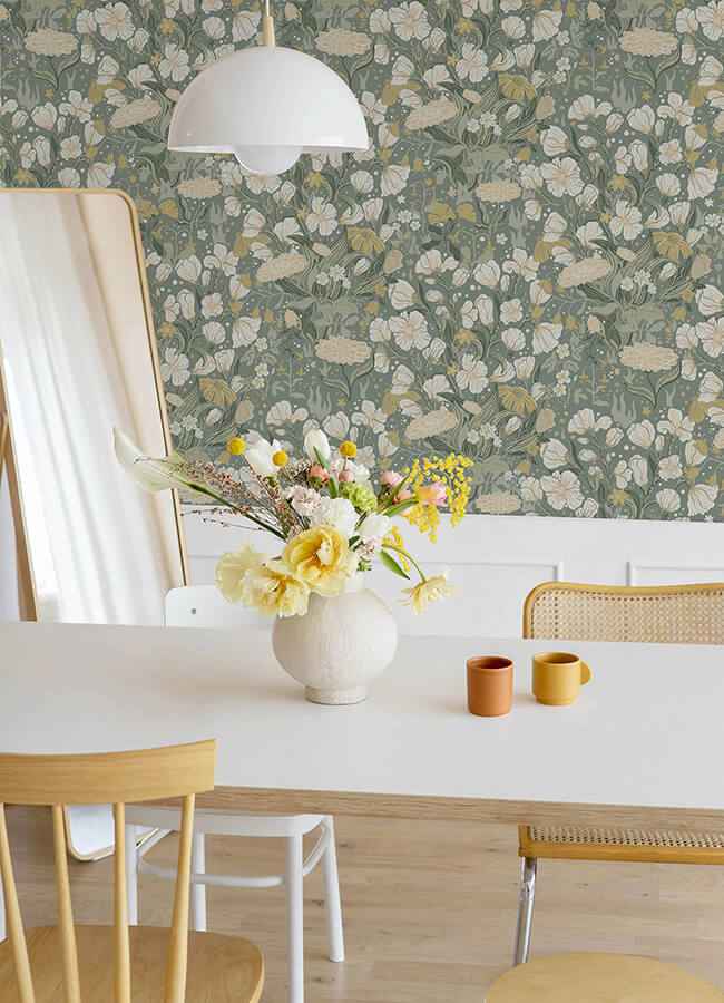 Hava Moss Meadow Flowers Wallpaper - York Wallcoverings - 4143-22014 - York Wallcoverings Wallpaper