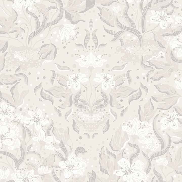 Lisa Grey Floral Damask Wallpaper - York Wallcoverings - 4143-22019