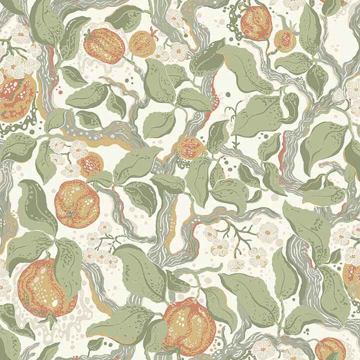 Kort Green Fruit and Floral Wallpaper - York Wallcoverings - 4143-22026 - York Wallcoverings Wallpaper