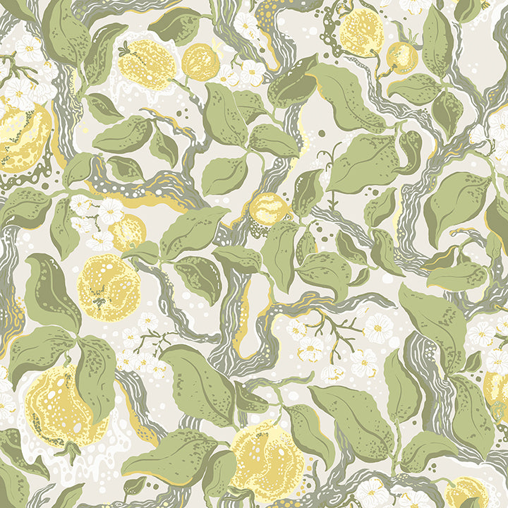 Picture of Kort Yellow Fruit and Floral Wallpaper