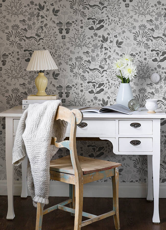 groh-grey-floral-wallpaper-york-wallcoverings-4143-22029 - York Wallcoverings Papel pintado