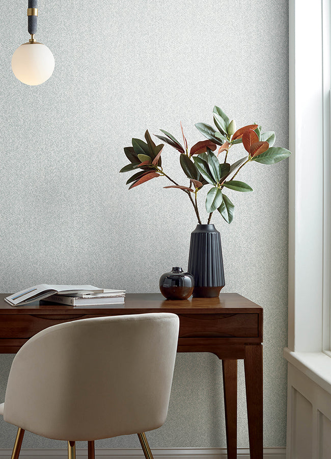 Ashbee Light Grey Faux Fabric Wallpaper - Brewster Wallcovering