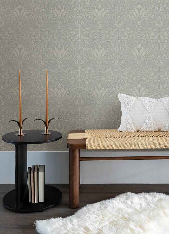 Mara Grey Tulip Ogee Wallpaper - York Wallcoverings - 4143-34008 - York Wallcoverings Wallpaper