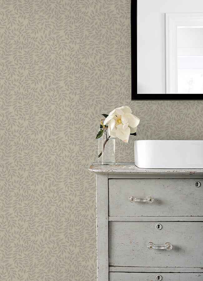Lindlöv Taupe Leafy Vines Wallpaper - York Wallcoverings - 4143-34018 - York Wallcoverings Wallpaper