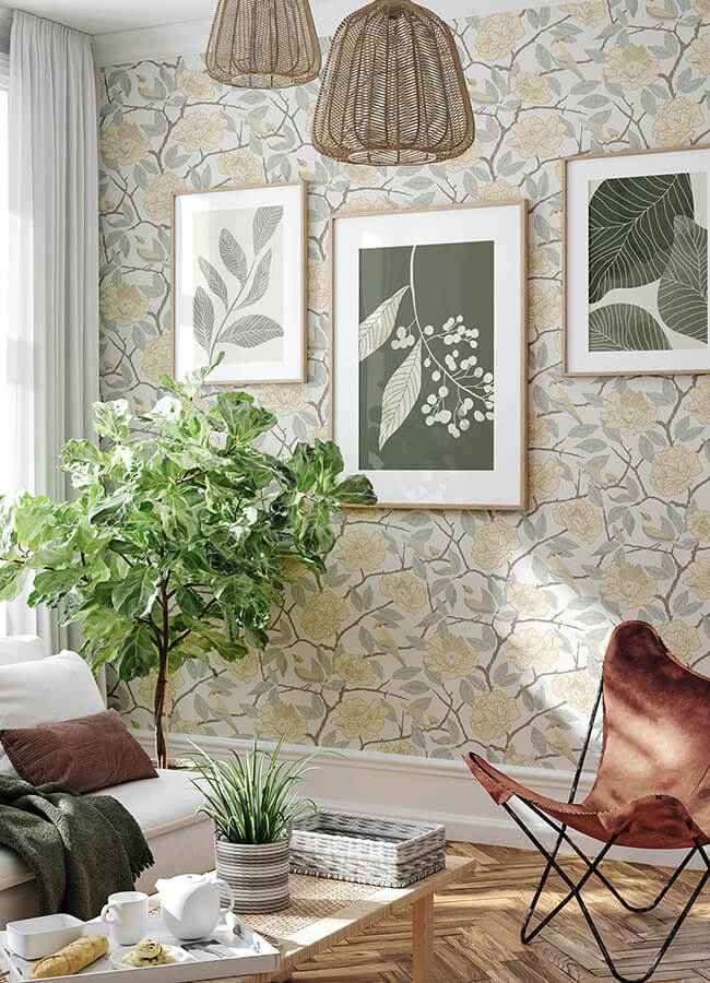 Bernadina Light Yellow Rosebush Wallpaper - York Wallcoverings - 4143-34022 - York Wallcoverings Wallpaper