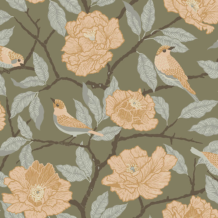 bernadina-moss-rosebush-wallpaper-york-wallcoverings-4143-34024 - York Wallcoverings Papel pintado
