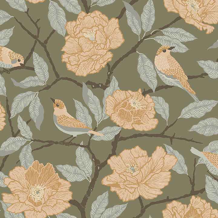 Bernadina Moss Rosebush Wallpaper - York Wallcoverings - 4143-34024 - York Wallcoverings Wallpaper