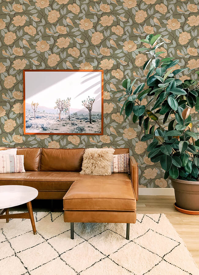 bernadina-moss-rosebush-wallpaper-york-wallcoverings-4143-34024 - York Wallcoverings Papel pintado