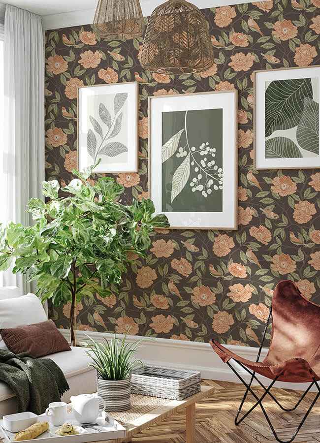 Bernadina Black Rosebush Wallpaper - York Wallcoverings - 4143-34026 - York Wallcoverings Wallpaper