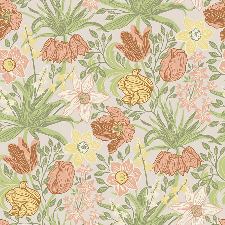 cecilia-chartreuse-tulip-and-daffodil-wallpaper-york-wallcoverings-4143-34028 - York Wallcoverings Papel pintado