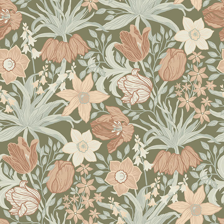 cecilia-moss-tulip-and-daffodil-wallpaper-york-wallcoverings-4143-34029 - York Wallcoverings Papel pintado