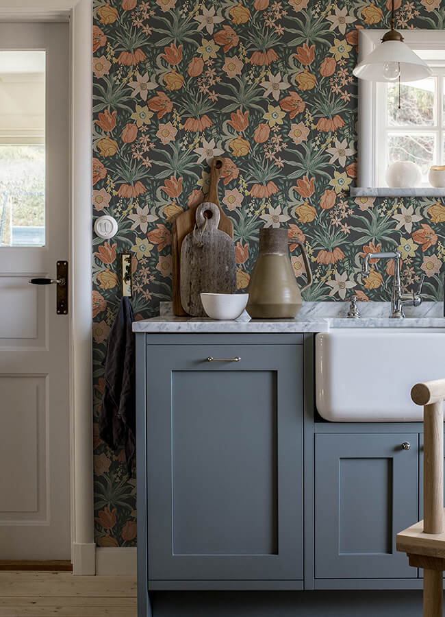 cecilia-black-tulip-and-daffodil-wallpaper-york-wallcoverings-4143-34031 - York Wallcoverings Papel pintado