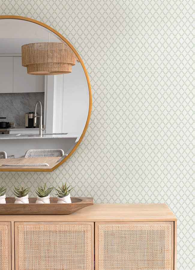 Trevor Sage Leaf Trellis Wallpaper - York Wallcoverings - 4143-34036 - York Wallcoverings Wallpaper