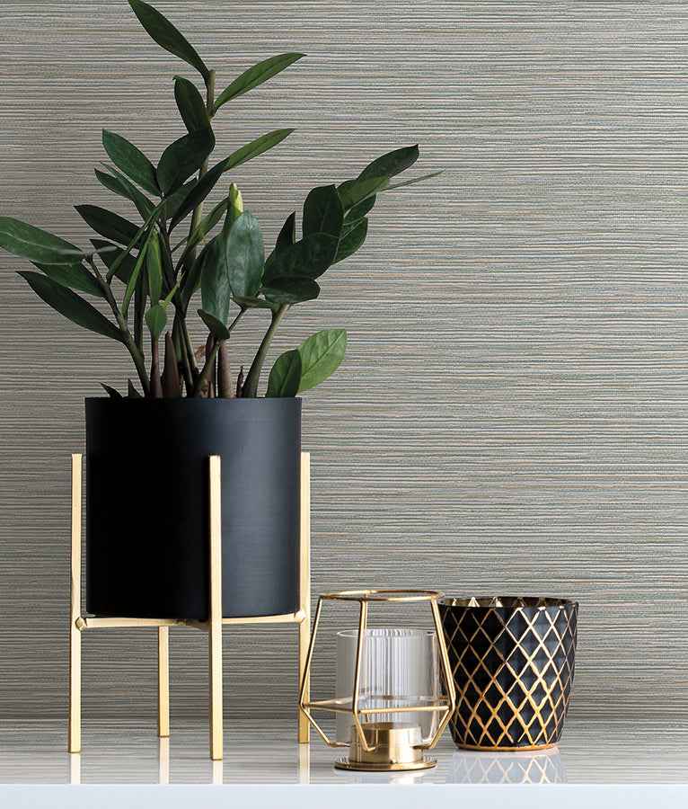 Leicester Slate Metallic Stripe Wallpaper - York Wallcoverings - 4140-3719 - York Wallcoverings Wallpaper