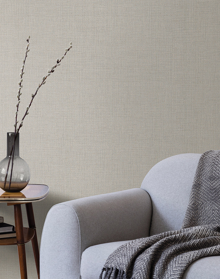 Threads Slate Faux Fabric Wallpaper - Brewster Wallcovering