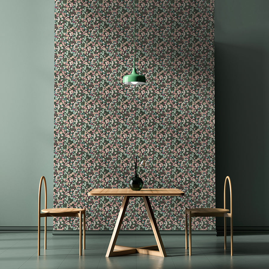 Flora Ditsy Pink Garden Wallpaper - Brewster Wallcovering