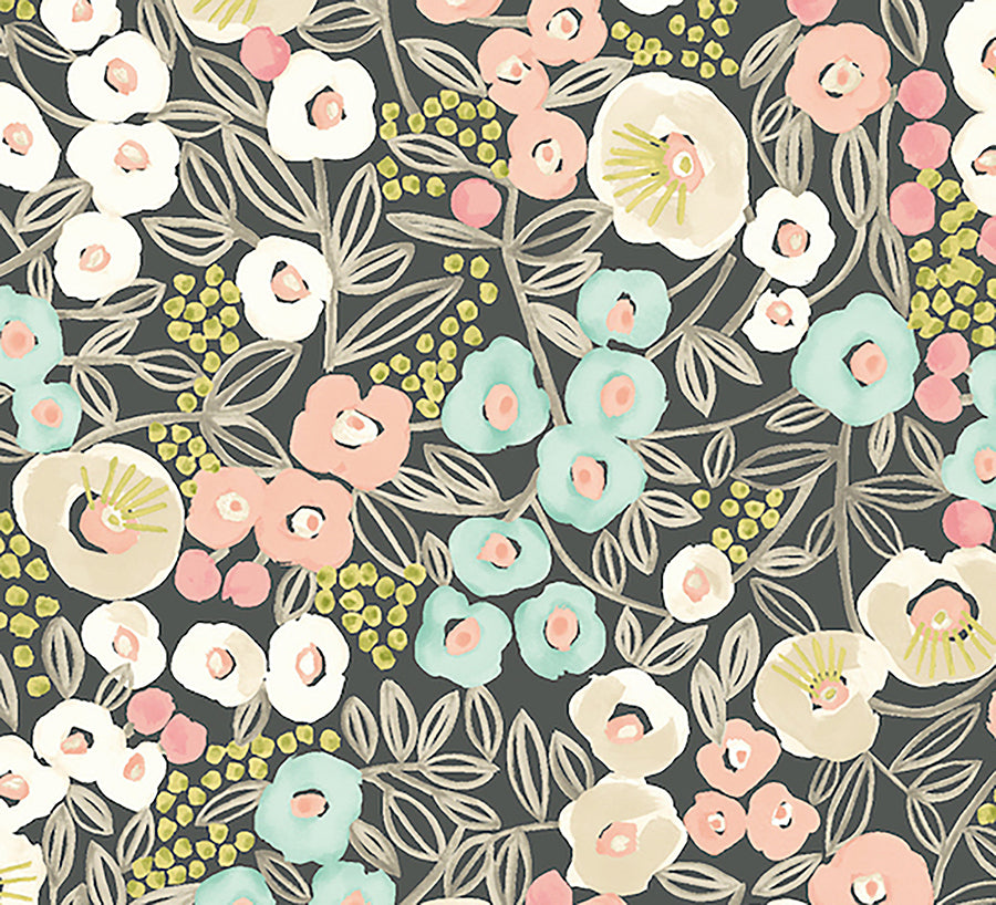 Flora Peach Garden Wallpaper - Brewster Wallcovering