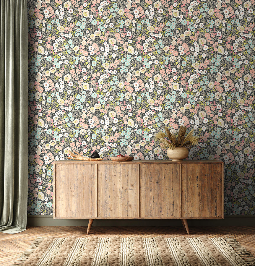 Flora Peach Garden Wallpaper - Brewster Wallcovering