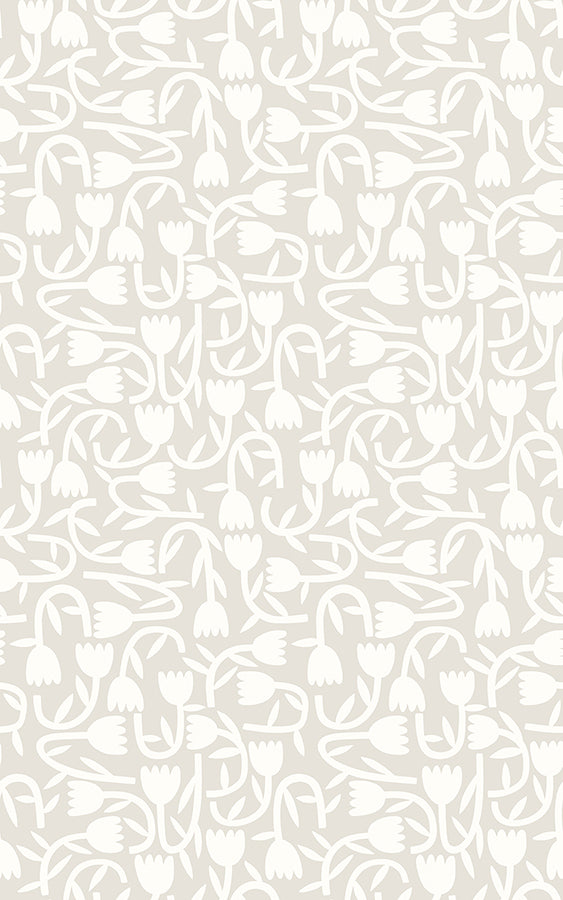 Aino Taupe Tiny Tulip Wallpaper  | Brewster Wallcovering - The WorkRm