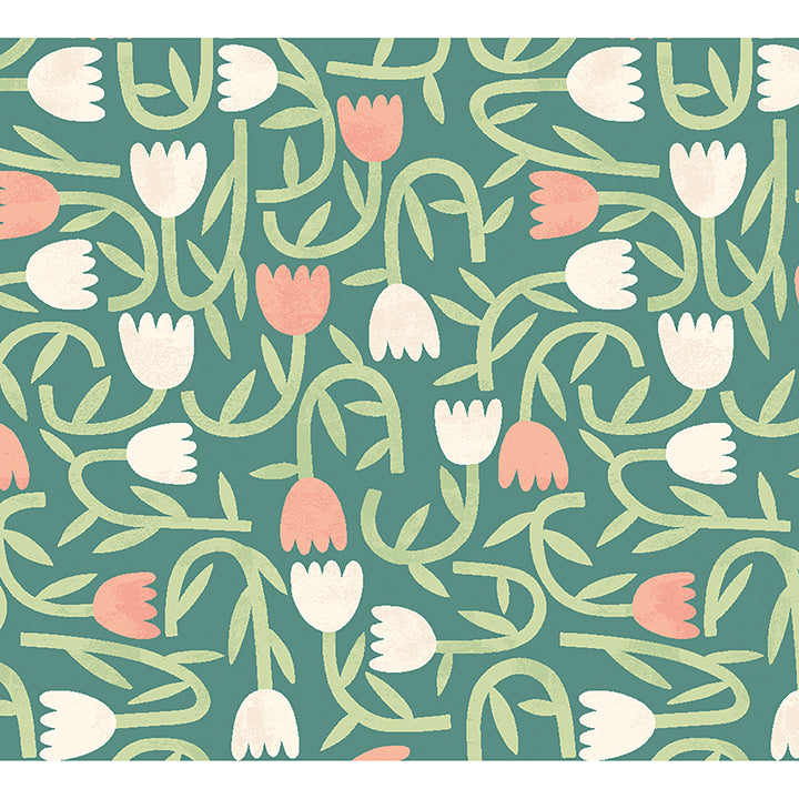 Picture of Aino Green Tiny Tulip Wallpaper