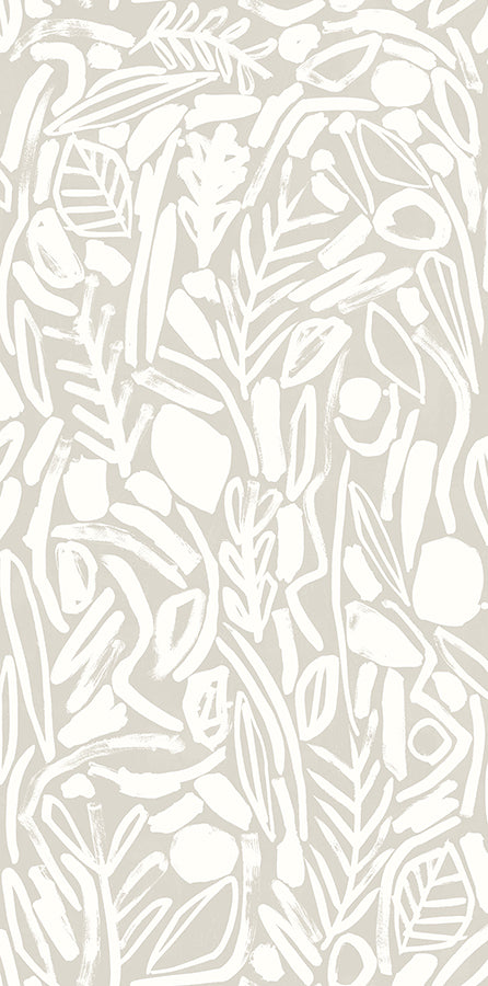 Verdure Stone Painted Botanical Wallpaper - Brewster Wallcovering