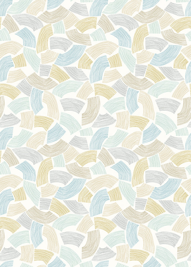 Elements Light Yellow Scribbled Arches Wallpaper - Brewster Wallcovering