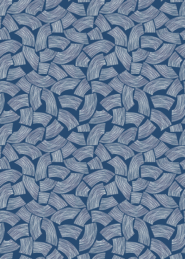 Elements Indigo Scribbled Arches Wallpaper - Brewster Wallcovering