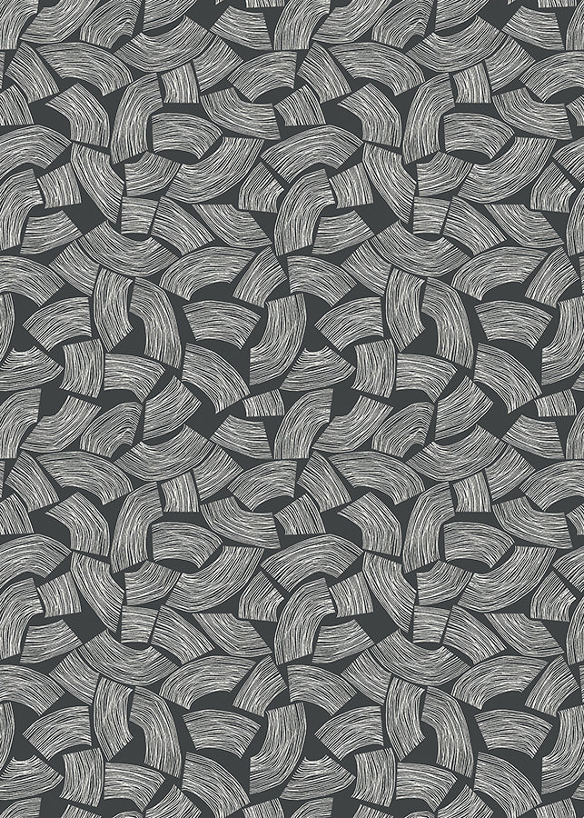 Elements Black Scribbled Arches Wallpaper - Brewster Wallcovering