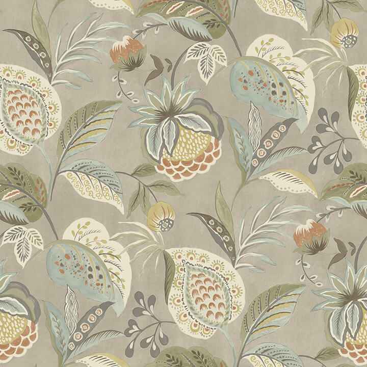 Bohemian Taupe Jacobean Wallpaper - York Wallcoverings - 3125-72301