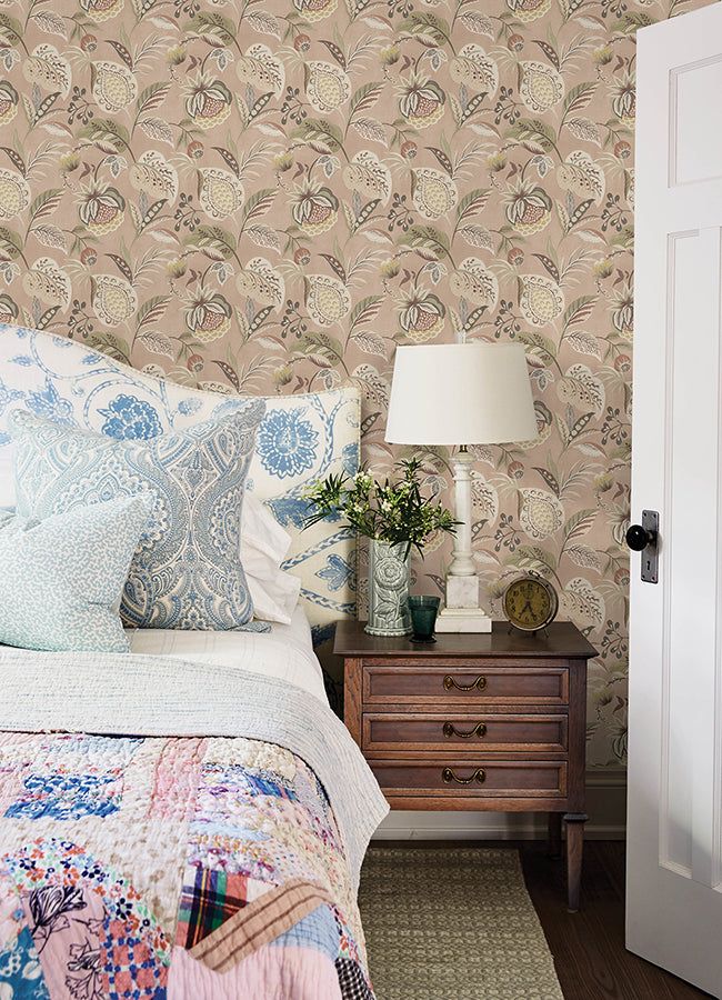 Bohemian Blush Jacobean Wallpaper  | Brewster Wallcovering - The WorkRm