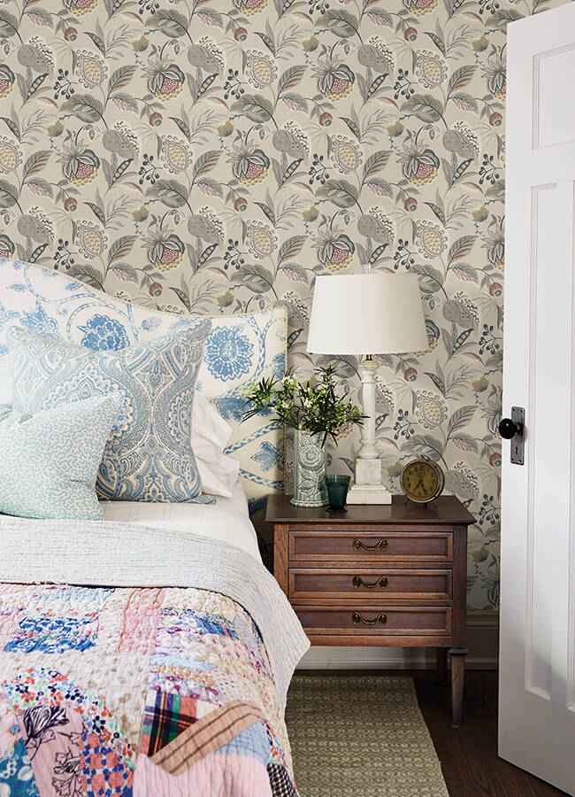 Bohemian Grey Jacobean Wallpaper - York Wallcoverings - 3125-72304 - York Wallcoverings Wallpaper