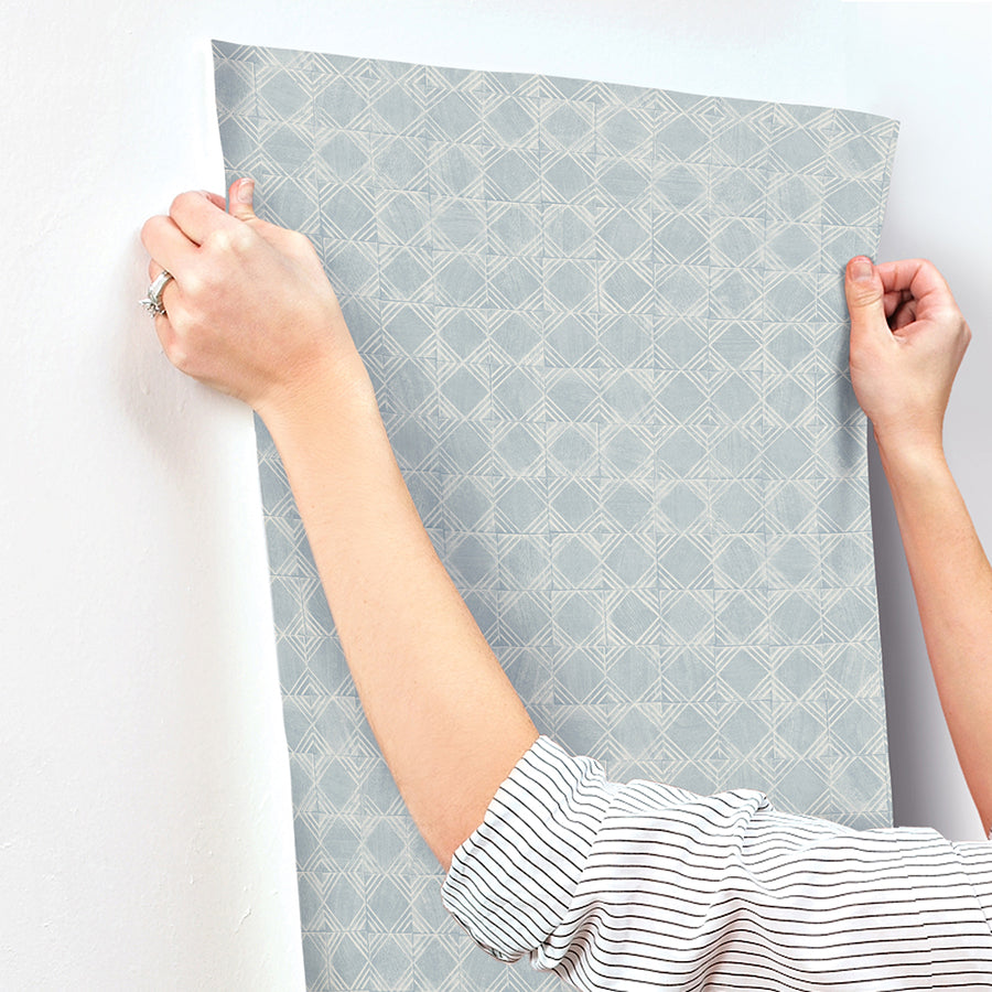 Button Block Blue Geometric Wallpaper  | Brewster Wallcovering - The WorkRm