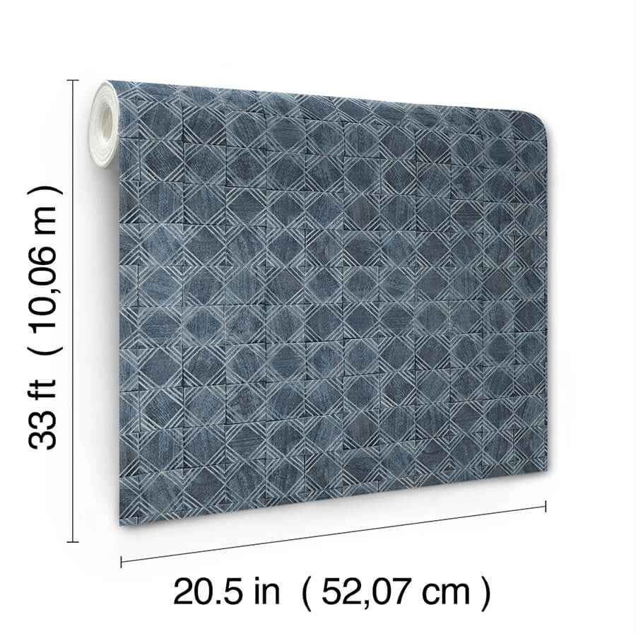 Button Block Navy Geometric Wallpaper - York Wallcoverings - 3125-72306 - York Wallcoverings Wallpaper