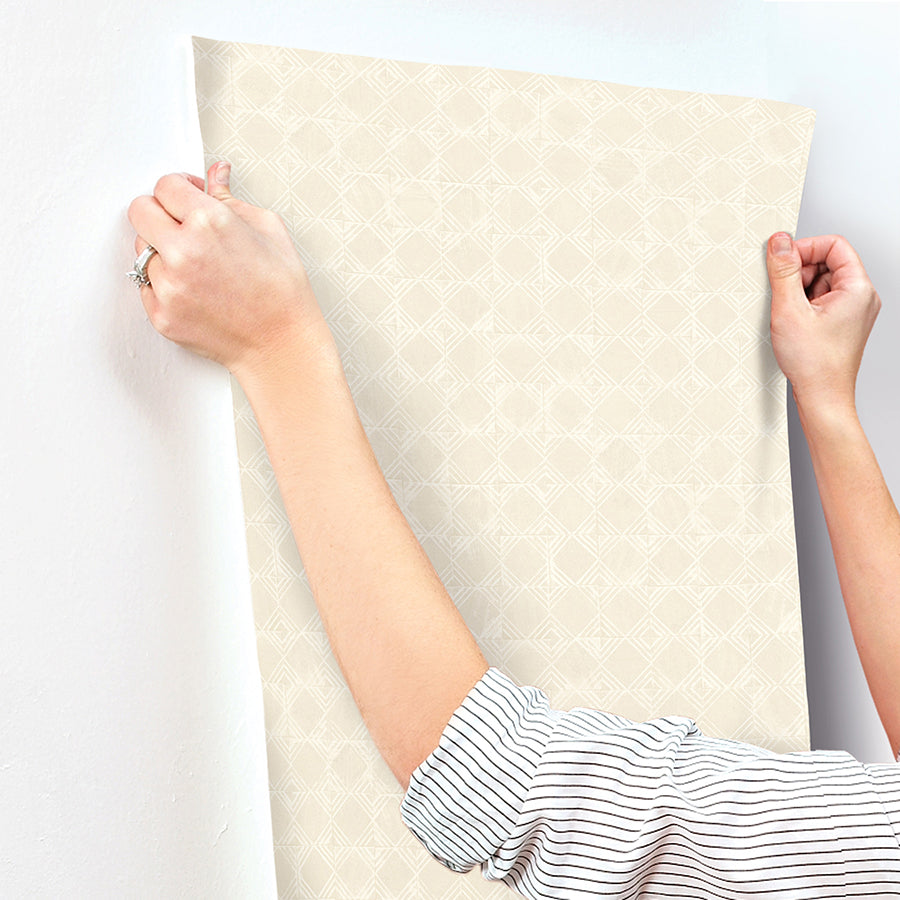 Button Block Taupe Geometric Wallpaper  | Brewster Wallcovering - The WorkRm