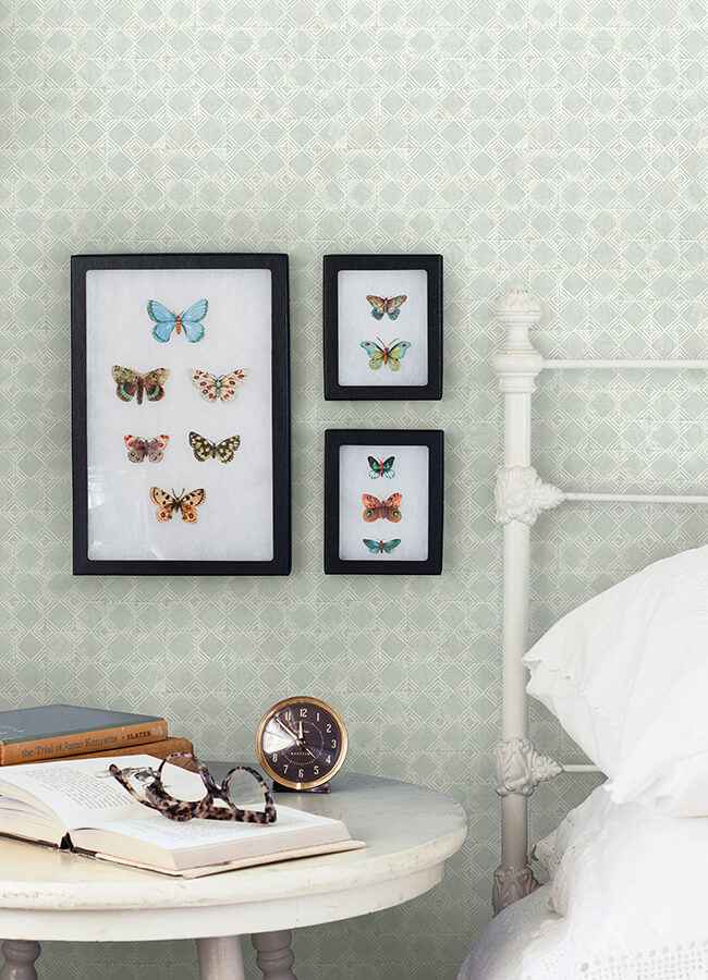 Button Block Aqua Geometric Wallpaper - York Wallcoverings - 3125-72308 - York Wallcoverings Wallpaper