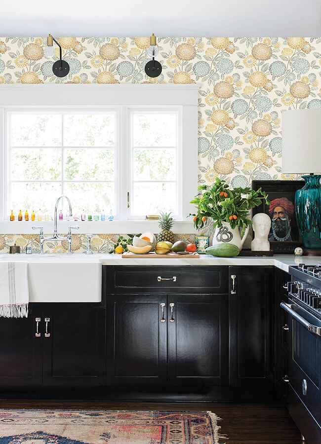 Zalipie Apricot Floral Trail Wallpaper - York Wallcoverings - 3125-72326 - York Wallcoverings Wallpaper