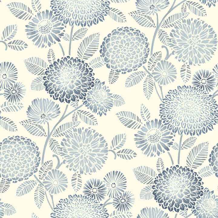 Zalipie Blue Floral Trail Wallpaper - York Wallcoverings - 3125-72328 - York Wallcoverings Wallpaper