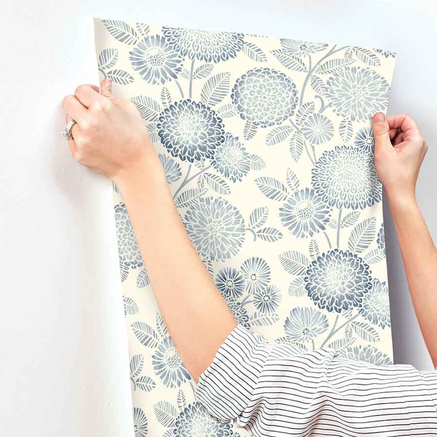 Zalipie Blue Floral Trail Wallpaper - York Wallcoverings - 3125-72328 - York Wallcoverings Wallpaper