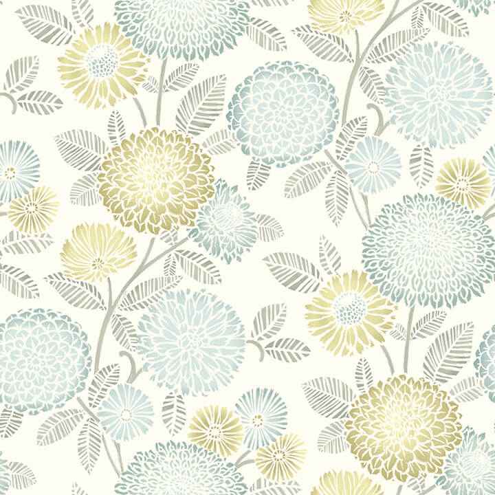 Zalipie Lime Floral Trail Wallpaper - York Wallcoverings - 3125-72330