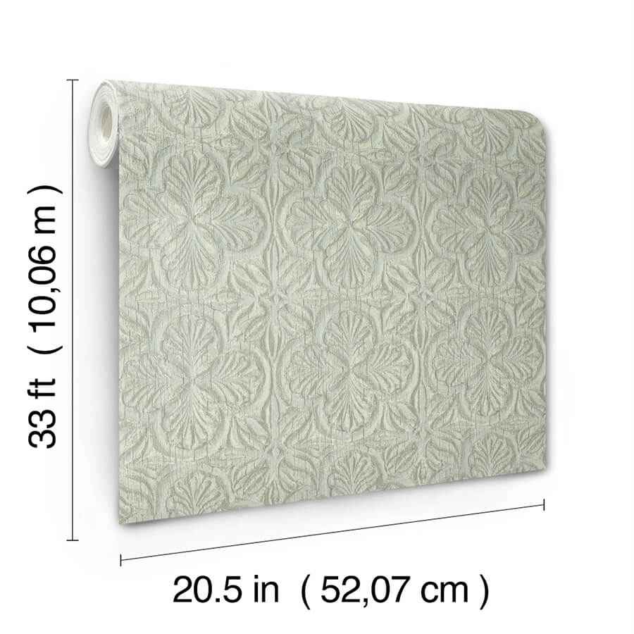 Karachi Light Blue Wooden Damask Wallpaper - York Wallcoverings - 3125-72332 - York Wallcoverings Wallpaper